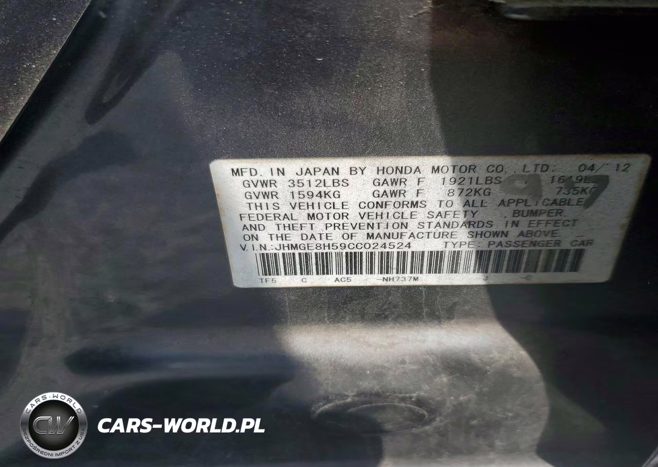 2012 Honda Fit Sport VIN:JHMGE8H59CC024524 - 12