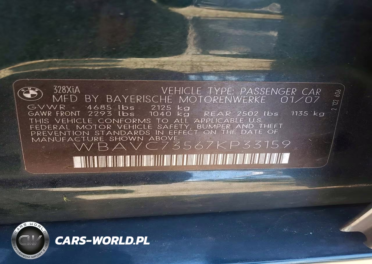 2007 BMW 328 Xi Sulev VIN:WBAVC73567KP33159 - 12