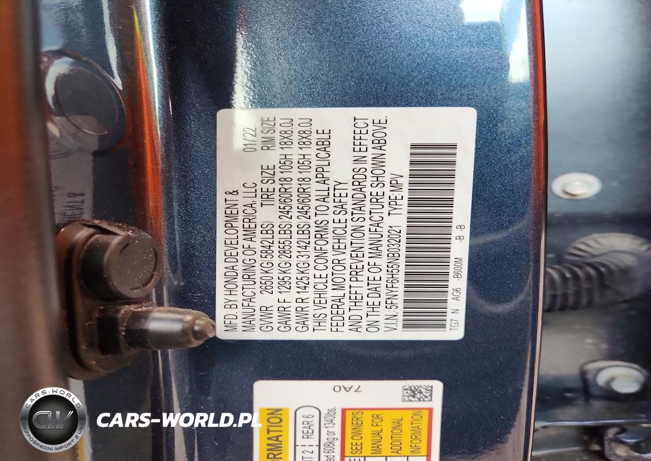 2022 Honda Pilot Exl VIN:5FNYF6H55NB032021 - 13