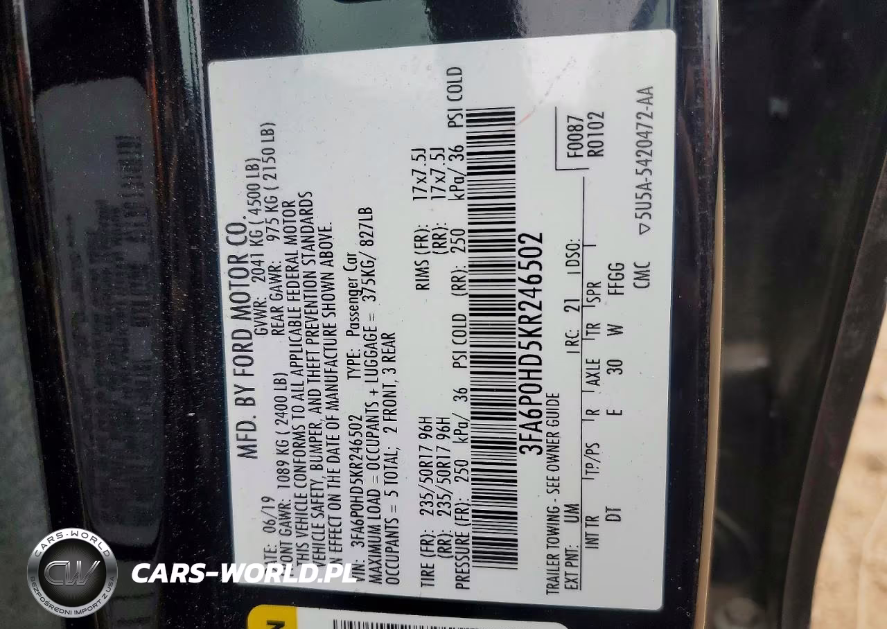 2019 Ford Fusion Se VIN:3FA6P0HD5KR246502 - 13