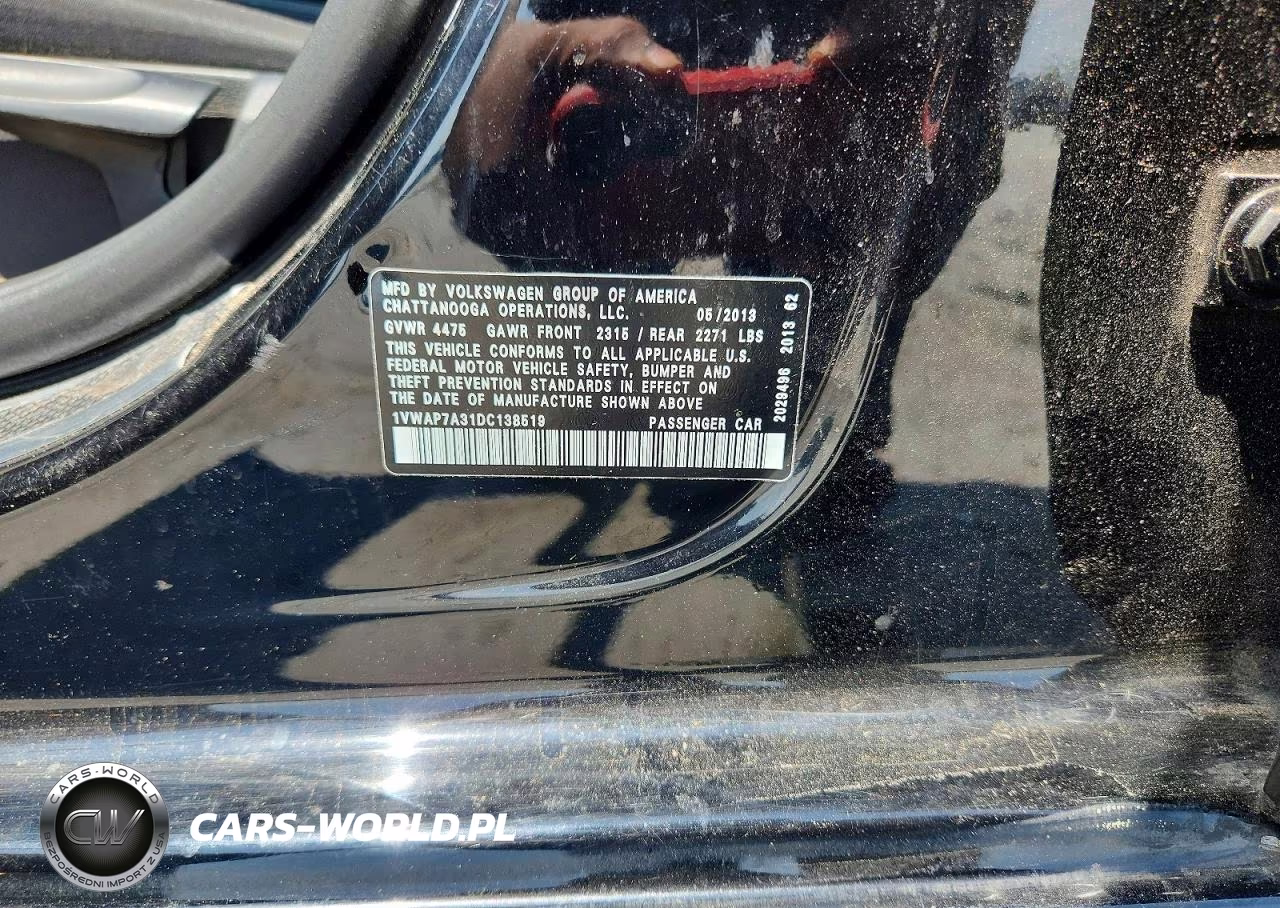 2013 Volkswagen Passat S VIN:1VWAP7A31DC138519 - 12