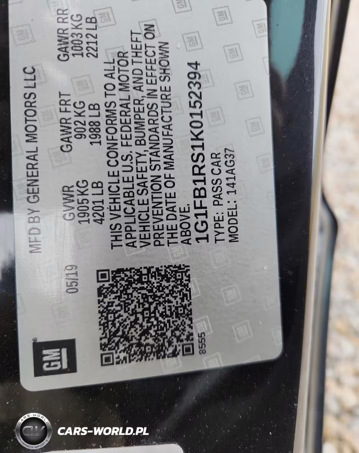 2019 Chevrolet Camaro Ls VIN:1G1FB1RS1K0152394 - 12
