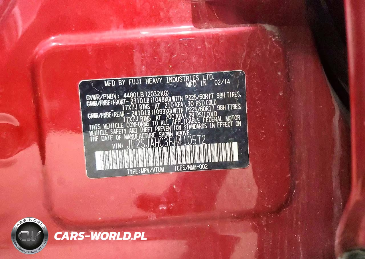 2015 Subaru Forester 2.5I Limited VIN:JF2SJAHC3FH410572 - 13