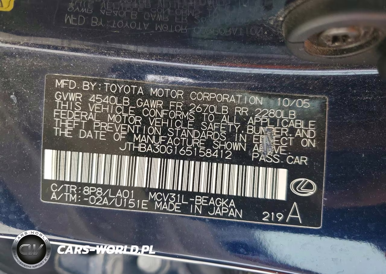 2006 Lexus Es 330 VIN:JTHBA30G165158412 - 12