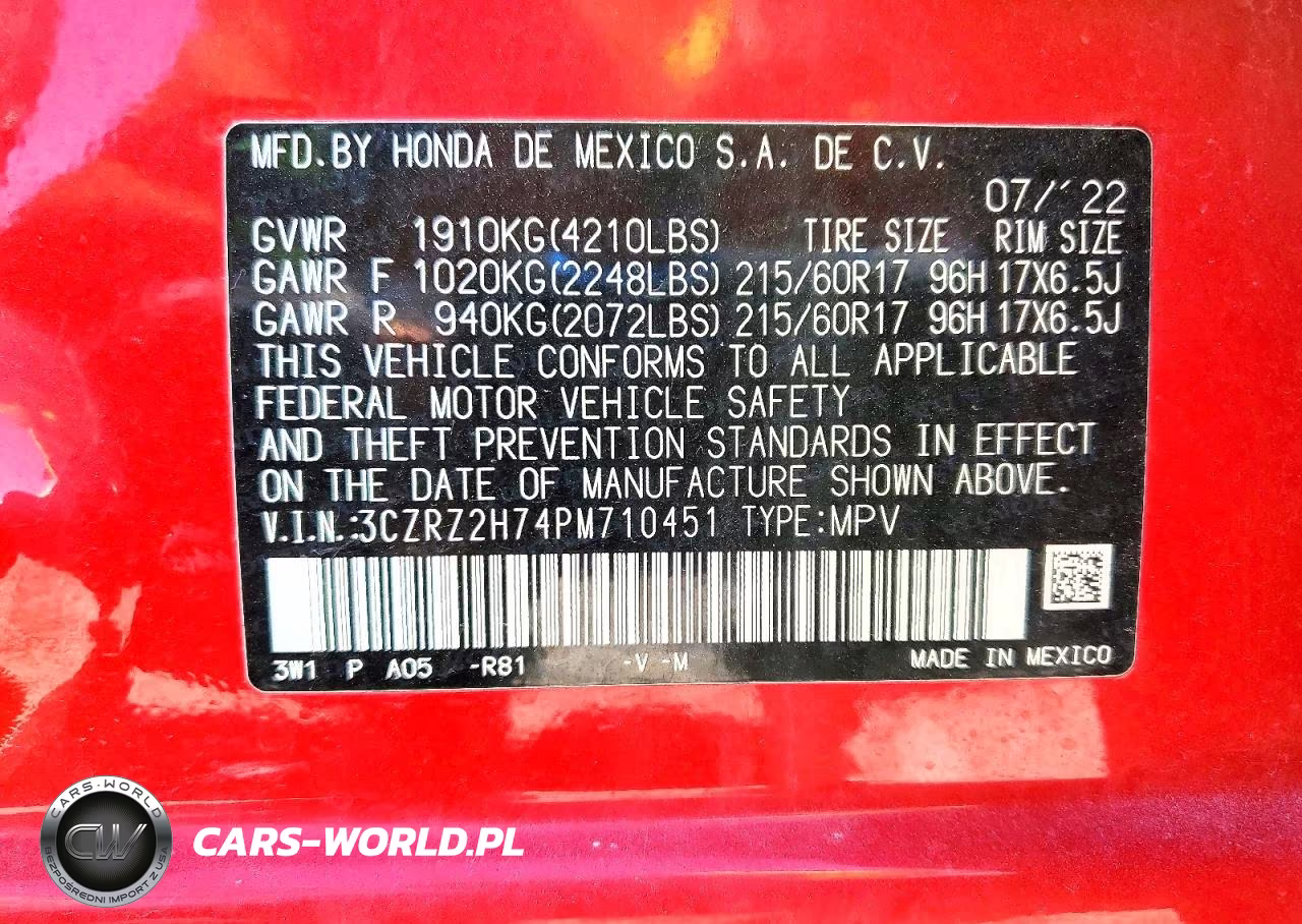 2023 Honda Hr-V Exl VIN:3CZRZ2H74PM710451 - 13