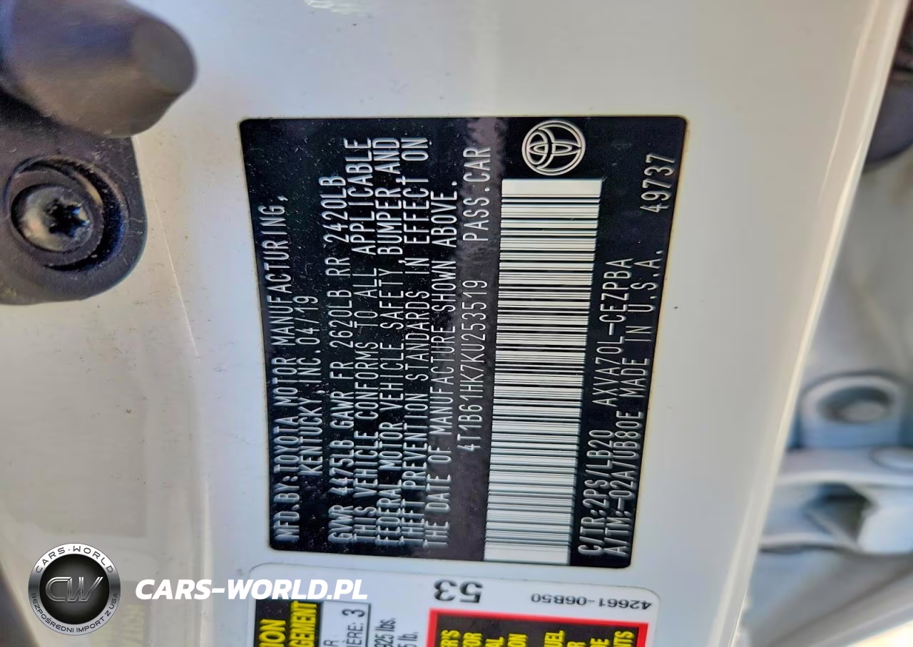 2019 Toyota Camry Xse VIN:4T1B61HK7KU253519 - 12