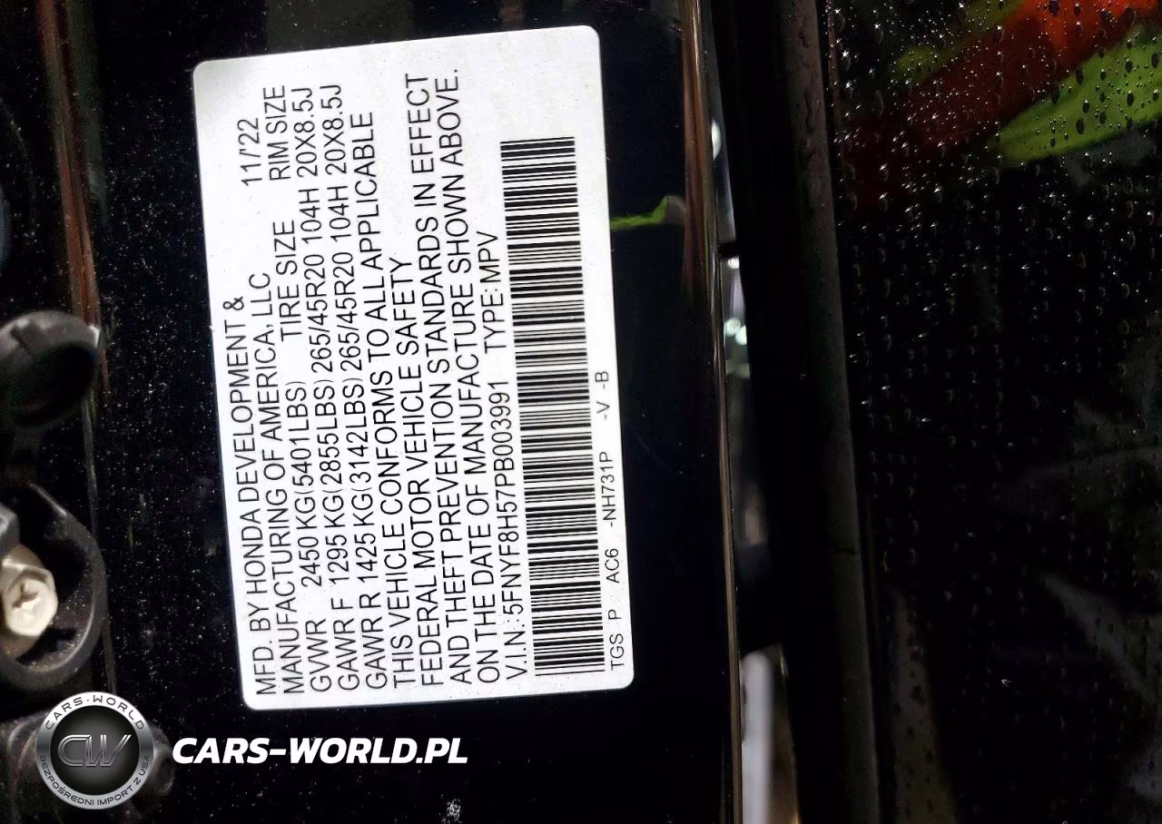 2023 Honda Passport Exl VIN:5FNYF8H57PB003991 - 14