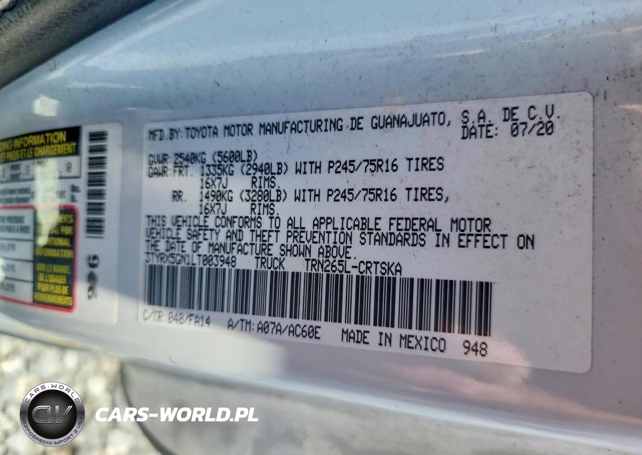 2020 Toyota Tacoma Sr VIN:3TYRX5GN1LT003948 - 13
