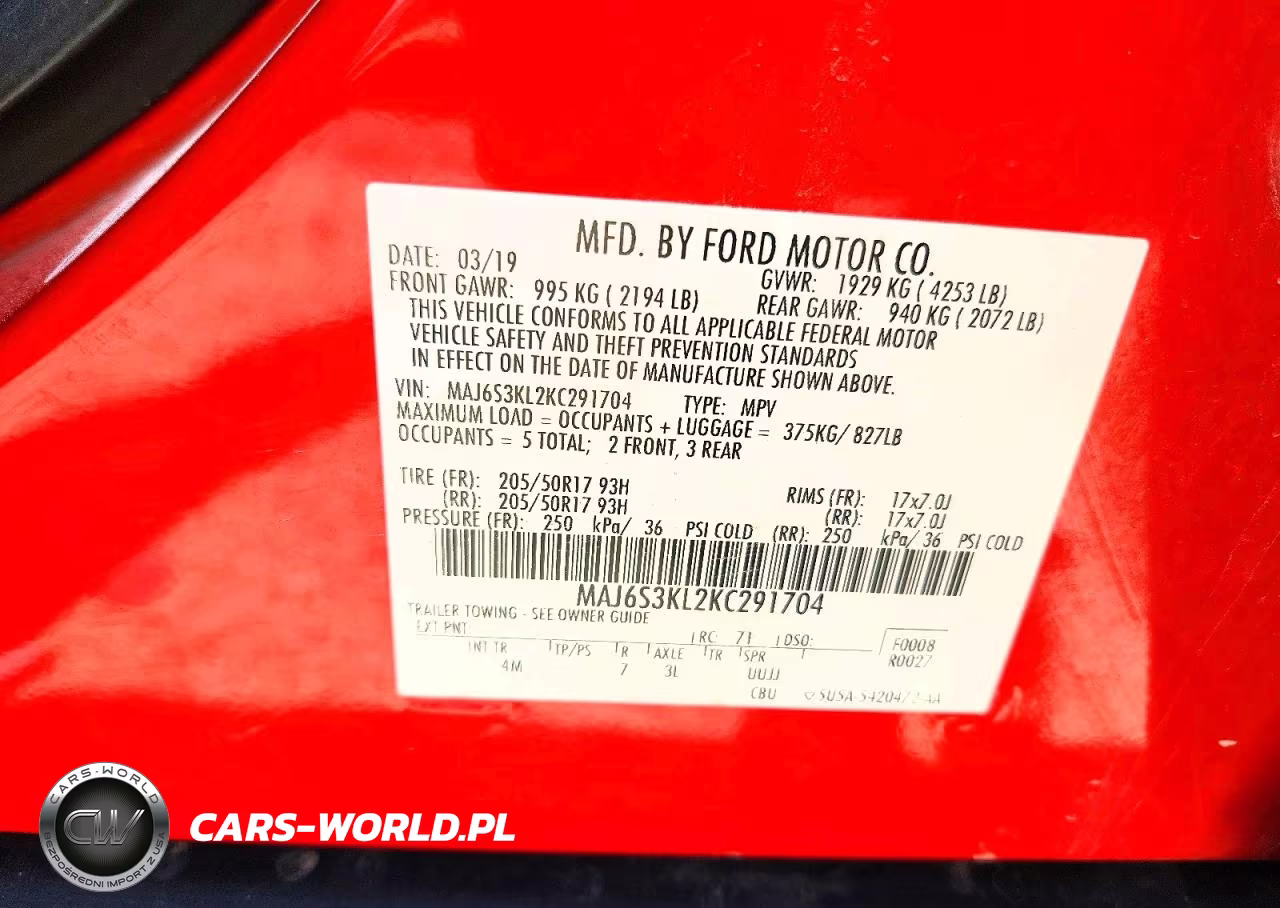 2019 Ford Ecosport Titanium VIN:MAJ6S3KL2KC291704 - 12
