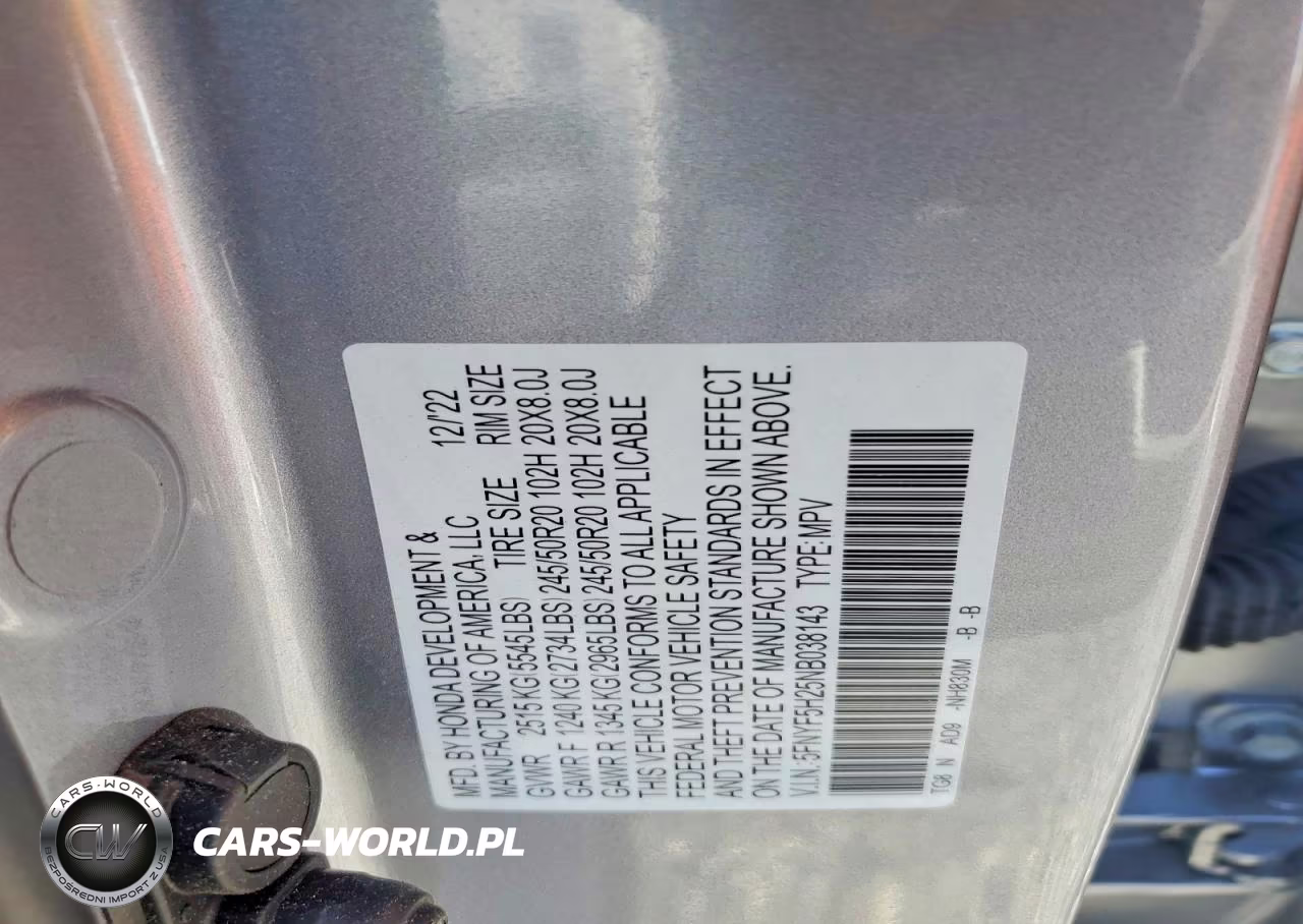 2022 Honda Pilot Se VIN:5FNYF5H25NB038143 - 12