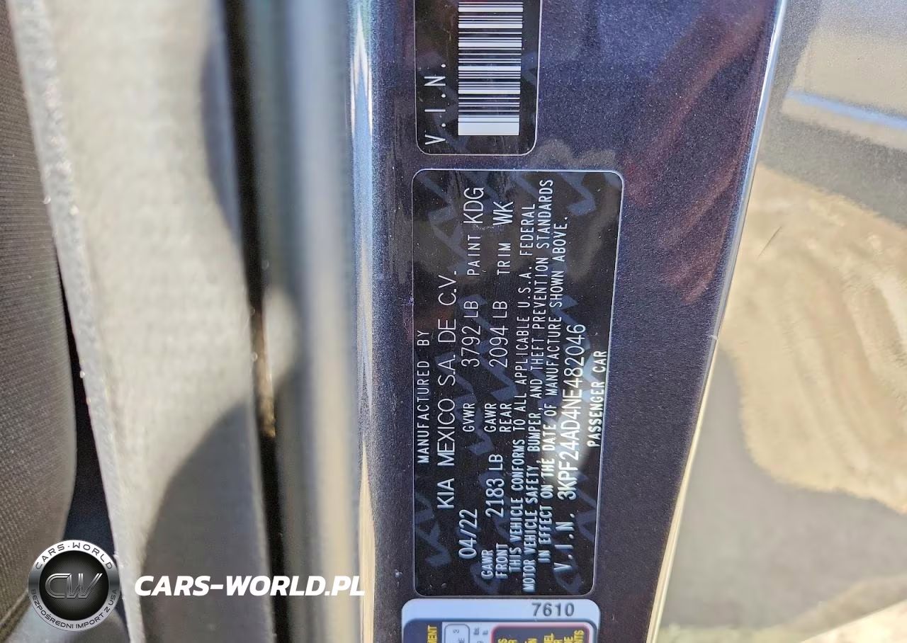 2022 Kia Forte Lxs VIN:3KPF24AD4NE482046 - 12