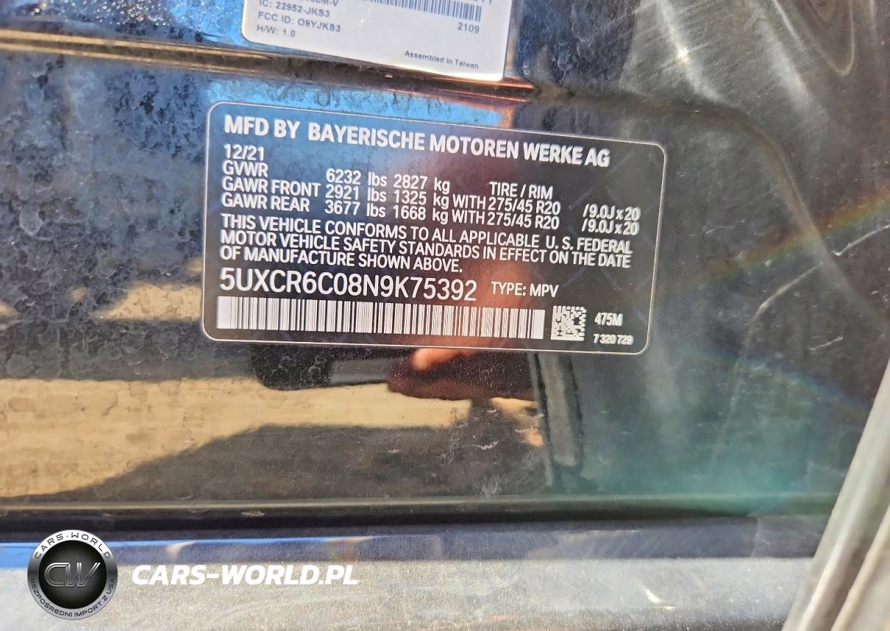 2022 BMW X5 xDrive40I VIN:5UXCR6C08N9K75392 - 12
