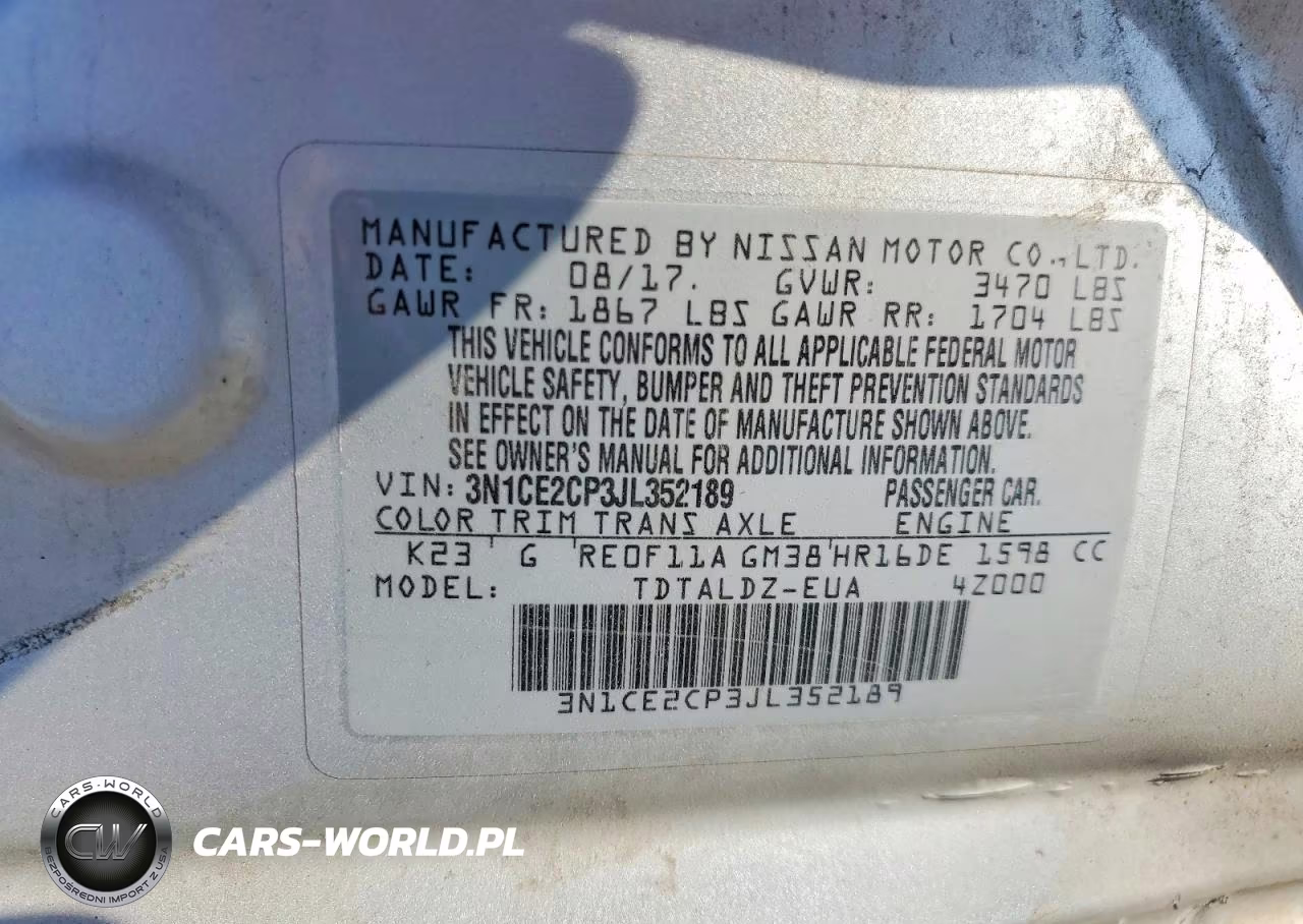 2018 Nissan Versa Note Sv VIN:3N1CE2CP3JL352189 - 12