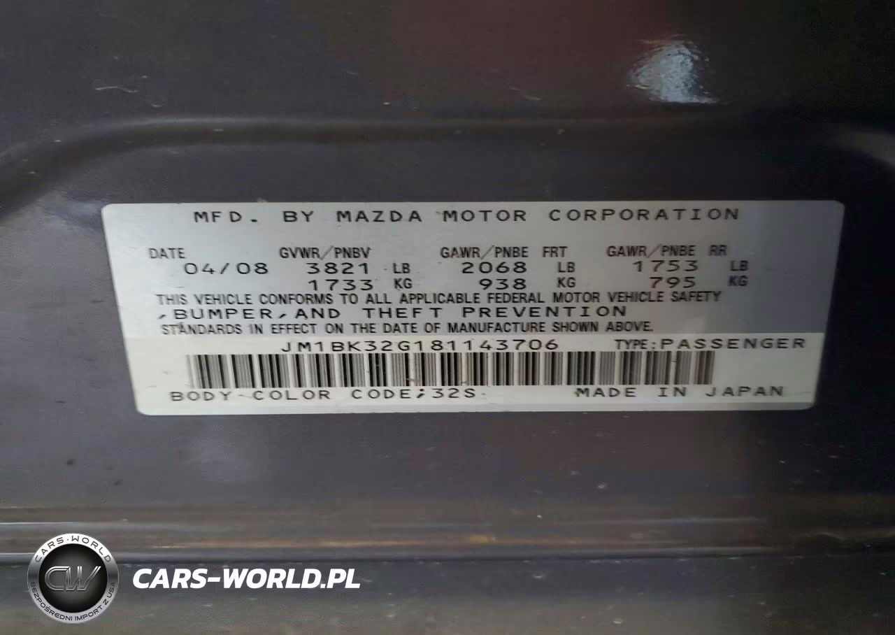 2008 Mazda 3 I VIN:JM1BK32G181143706 - 12