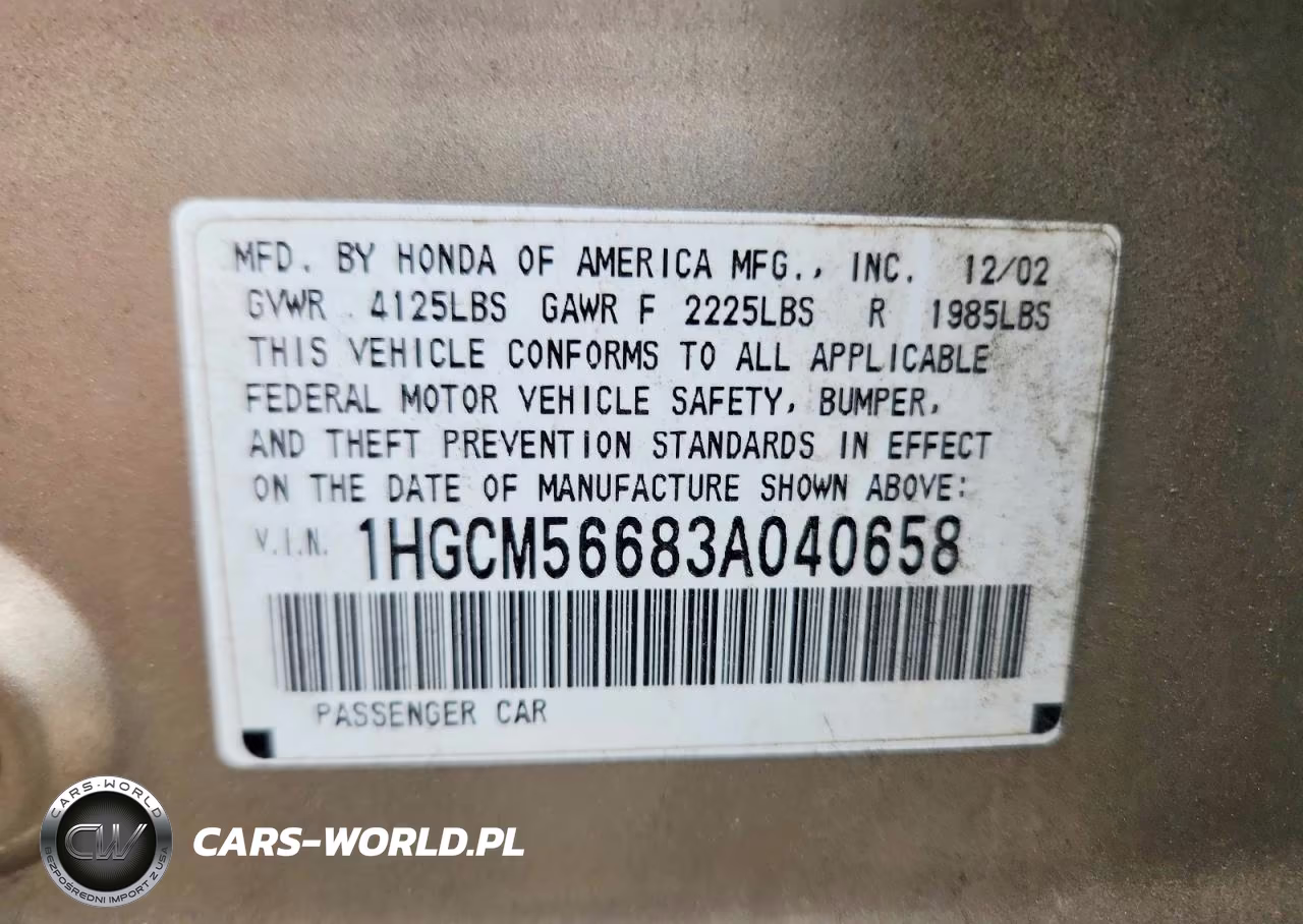 2003 Honda Accord Ex VIN:1HGCM56683A040658 - 12
