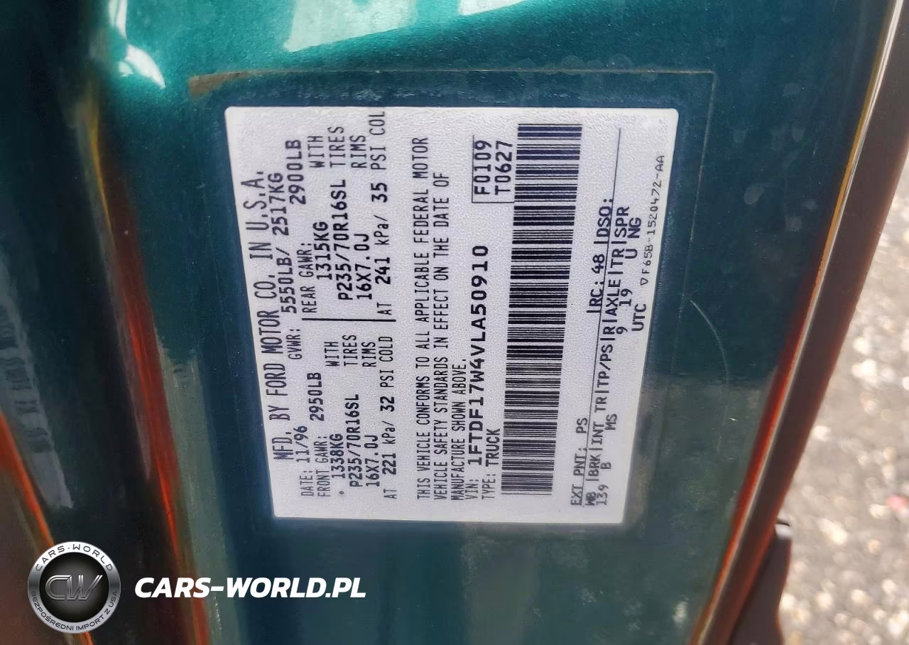 1997 Ford F150 VIN:1FTDF17W4VLA50910 - 12