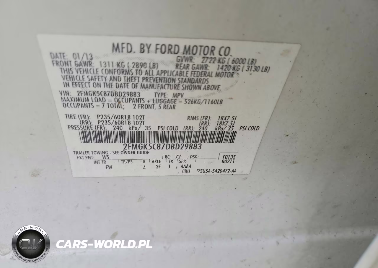 2013 Ford Flex Sel VIN:2FMGK5C87DBD29883 - 14