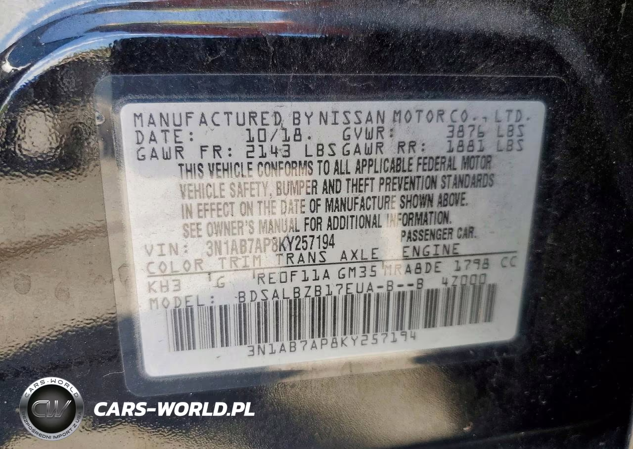2019 Nissan Sentra VIN:3N1AB7AP8KY257194 - 12