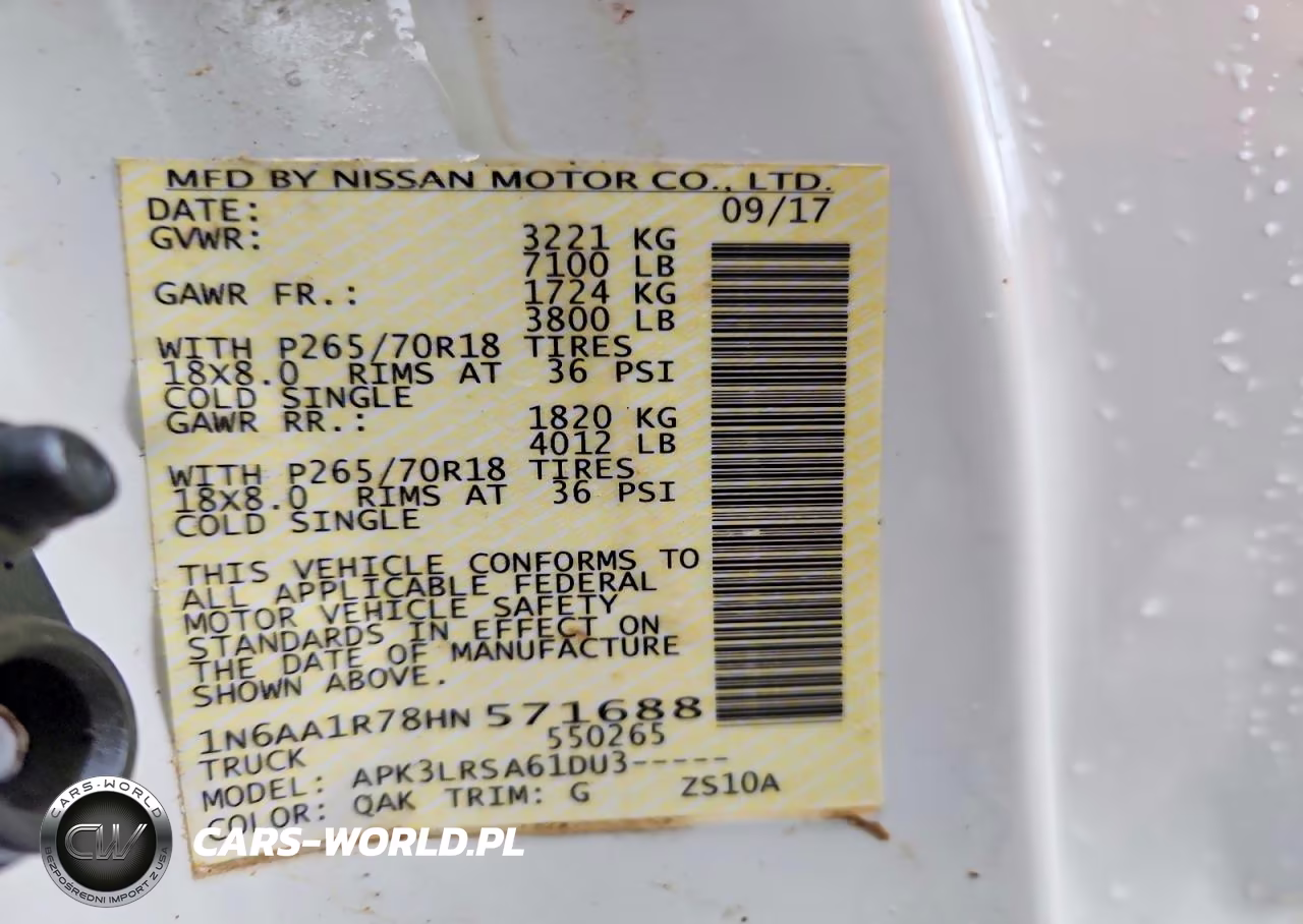 2017 Nissan Titan S VIN:1N6AA1R78HN571688 - 12