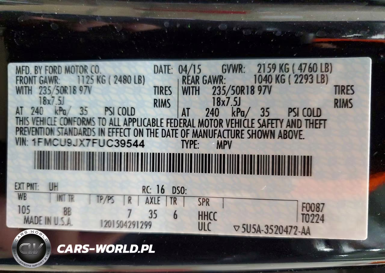 2015 Ford Escape Titanium VIN:1FMCU9JX7FUC39544 - 13