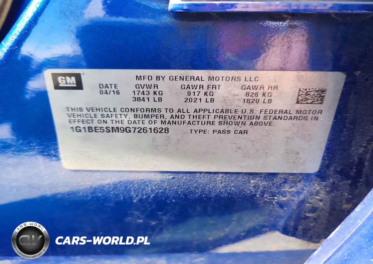2016 Chevrolet Cruze Lt VIN:1G1BE5SM9G7261628 - 12