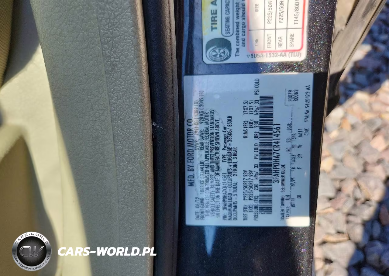 2012 Ford Fusion Se VIN:3FAHP0HA7CR414561 - 12