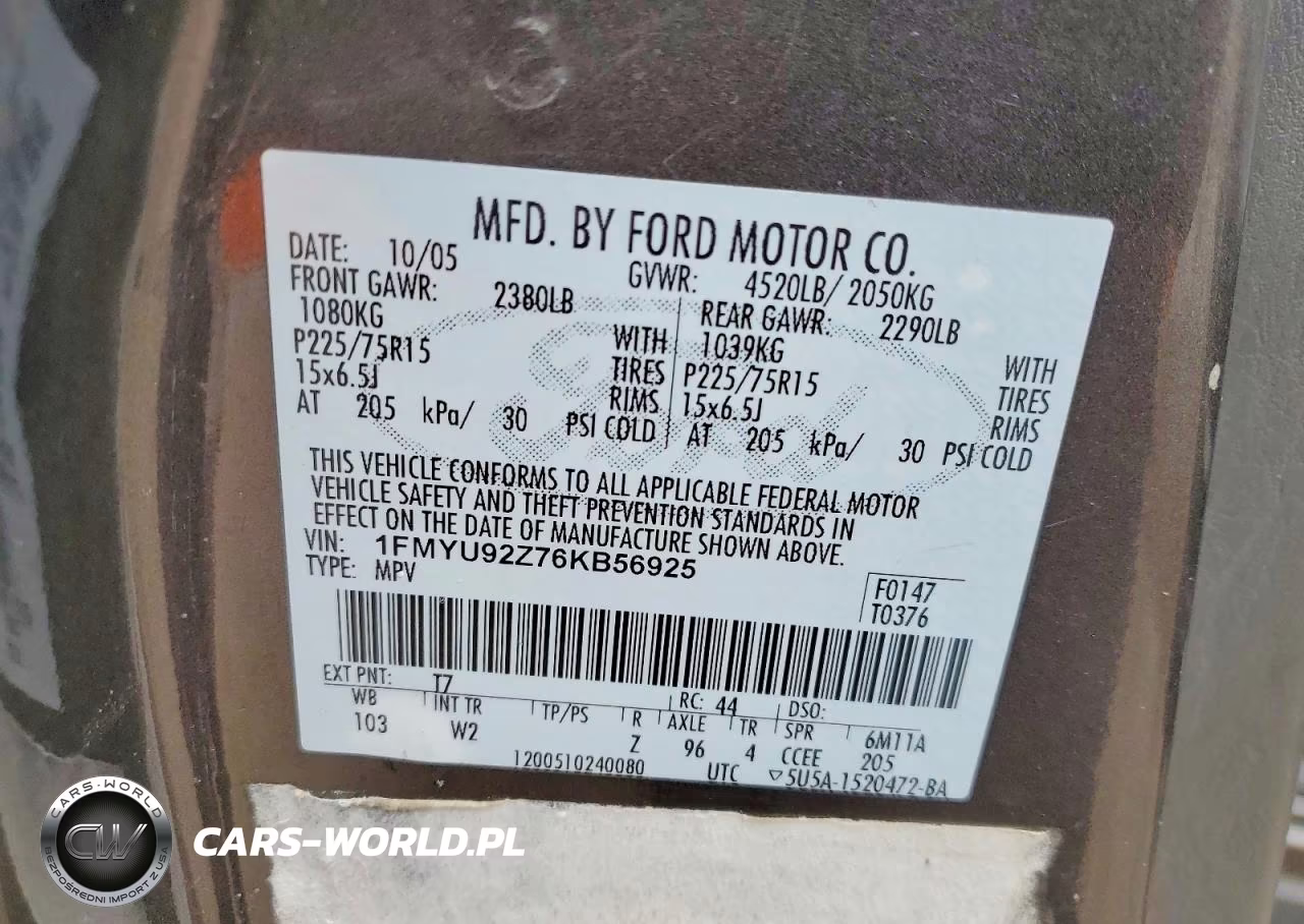 2006 Ford Escape Xls VIN:1FMYU92Z76KB56925 - 13