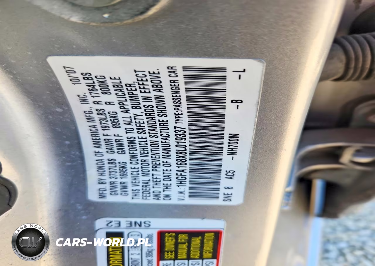 2008 Honda Civic Ex VIN:1HGFA168X8L019337 - 12
