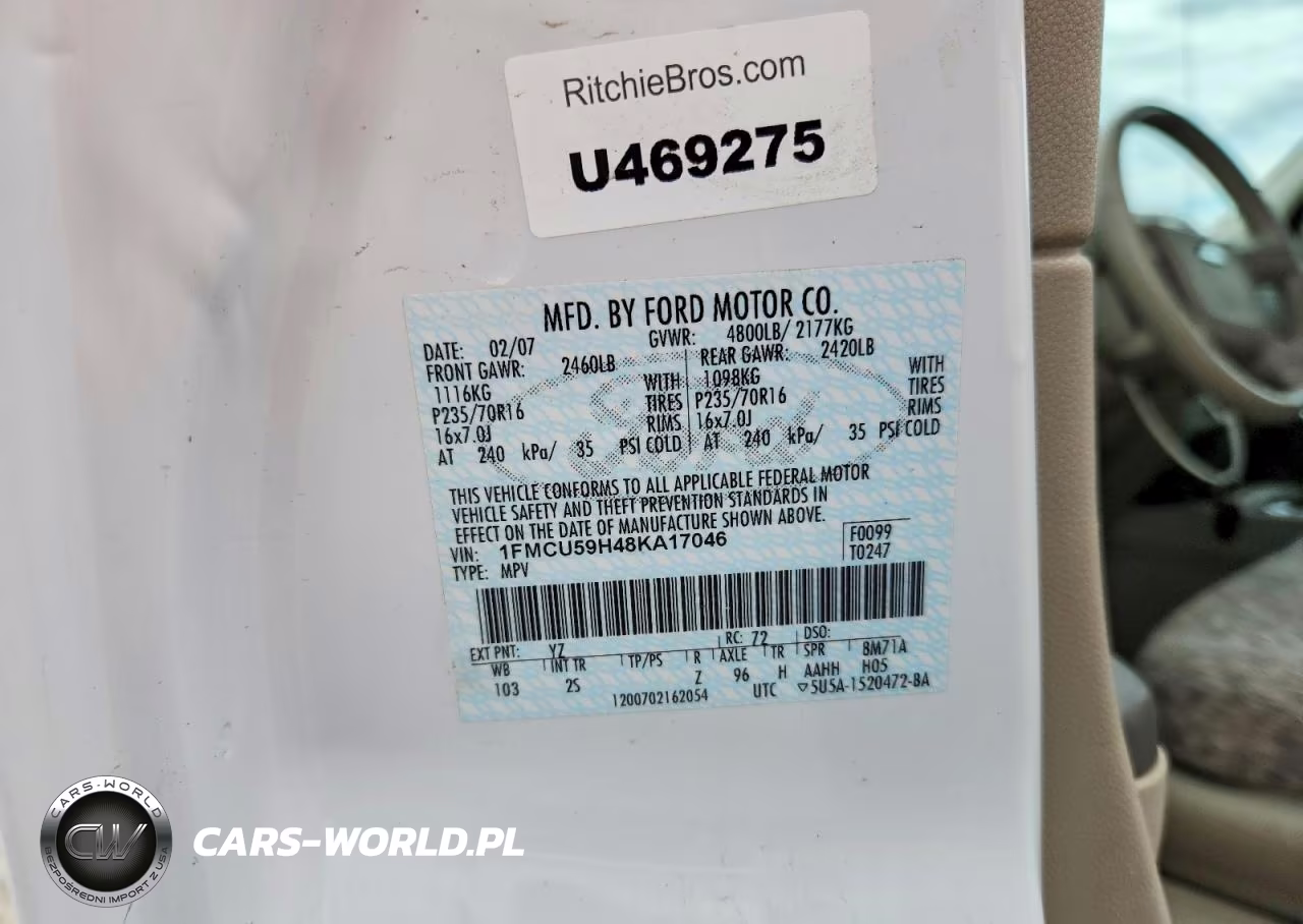 2008 Ford Escape VIN:1FMCU59H48KA17046 - 12