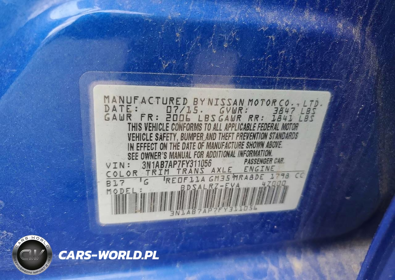 2015 Nissan Sentra Sr VIN:3N1AB7AP7FY311056 - 12