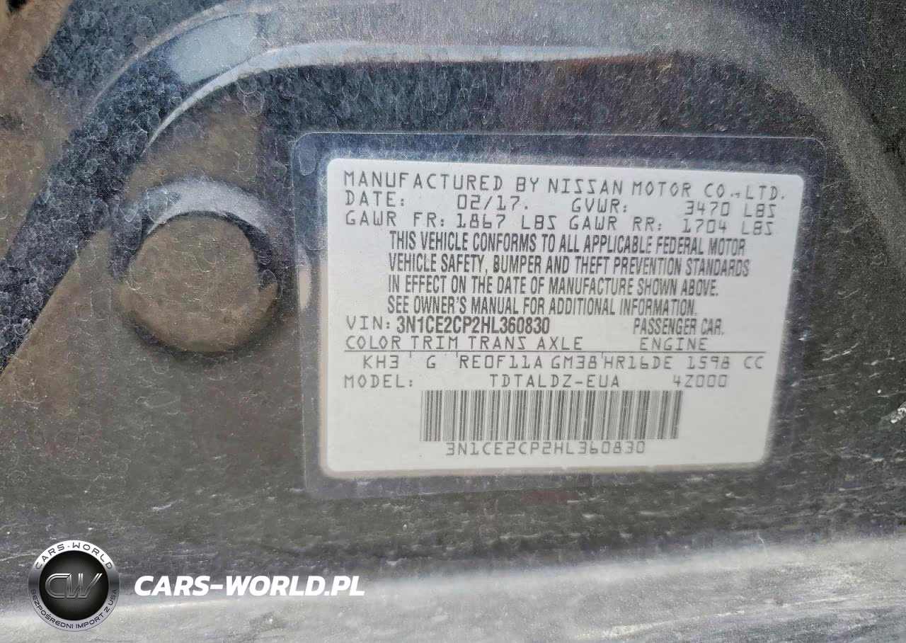 2017 Nissan Versa Note Sv VIN:3N1CE2CP2HL360830 - 12