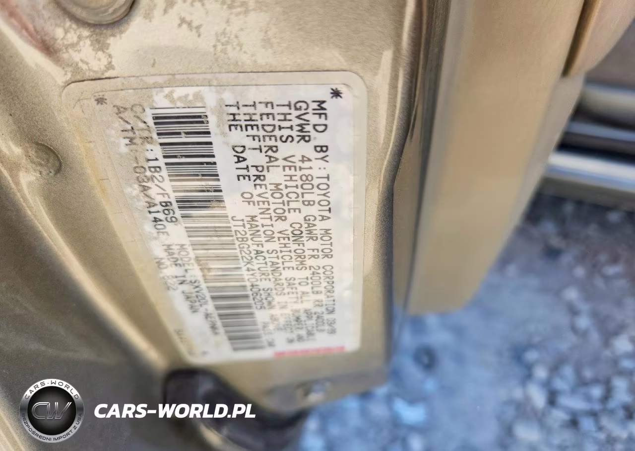 2000 Toyota Camry Le VIN:JT2BG22K4Y0406205 - 12