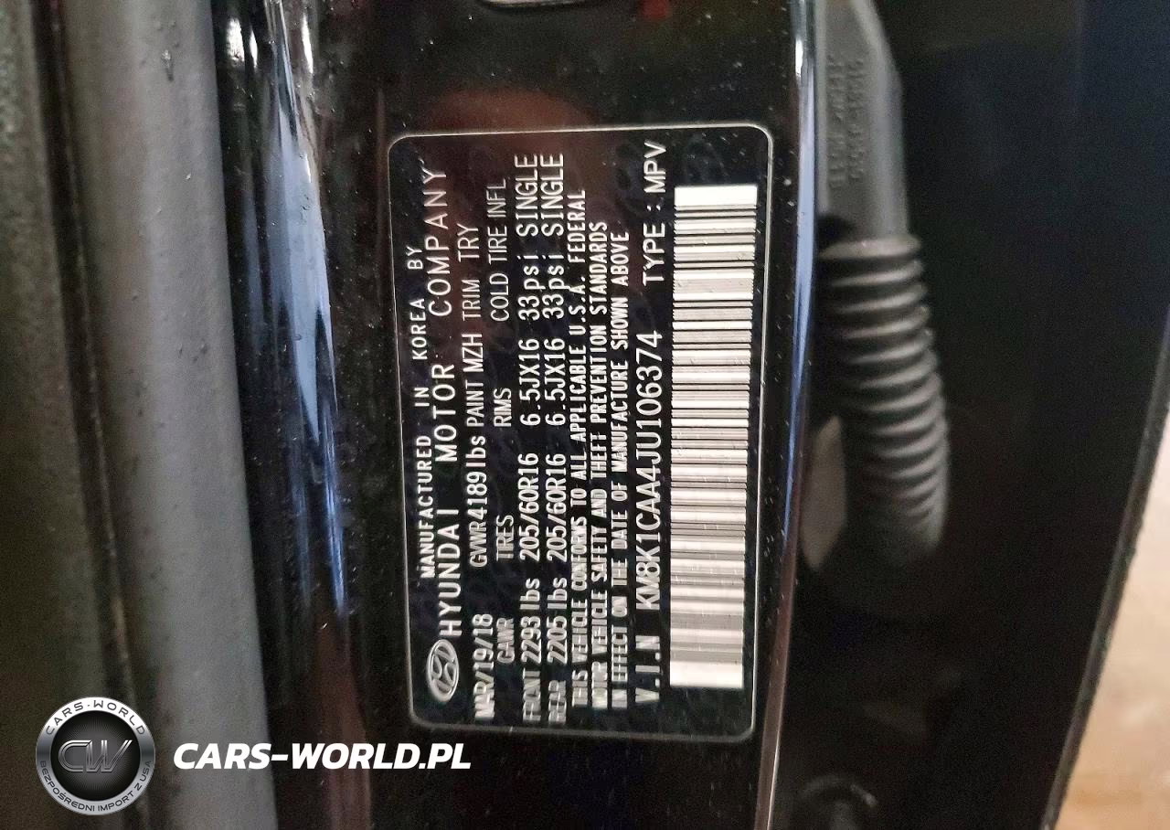 2018 Hyundai Kona Se VIN:KM8K1CAA4JU106374 - 12