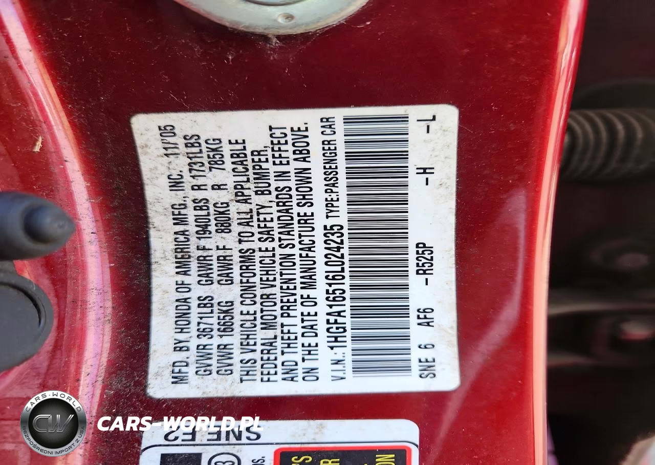 2006 Honda Civic Lx VIN:1HGFA16516L024235 - 12