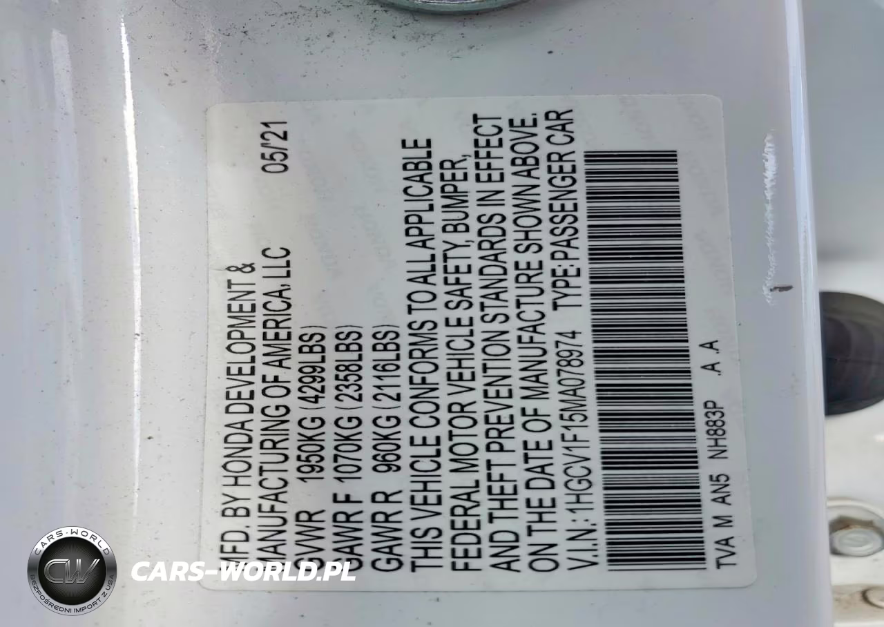 2021 Honda Accord Lx VIN:1HGCV1F15MA078974 - 13