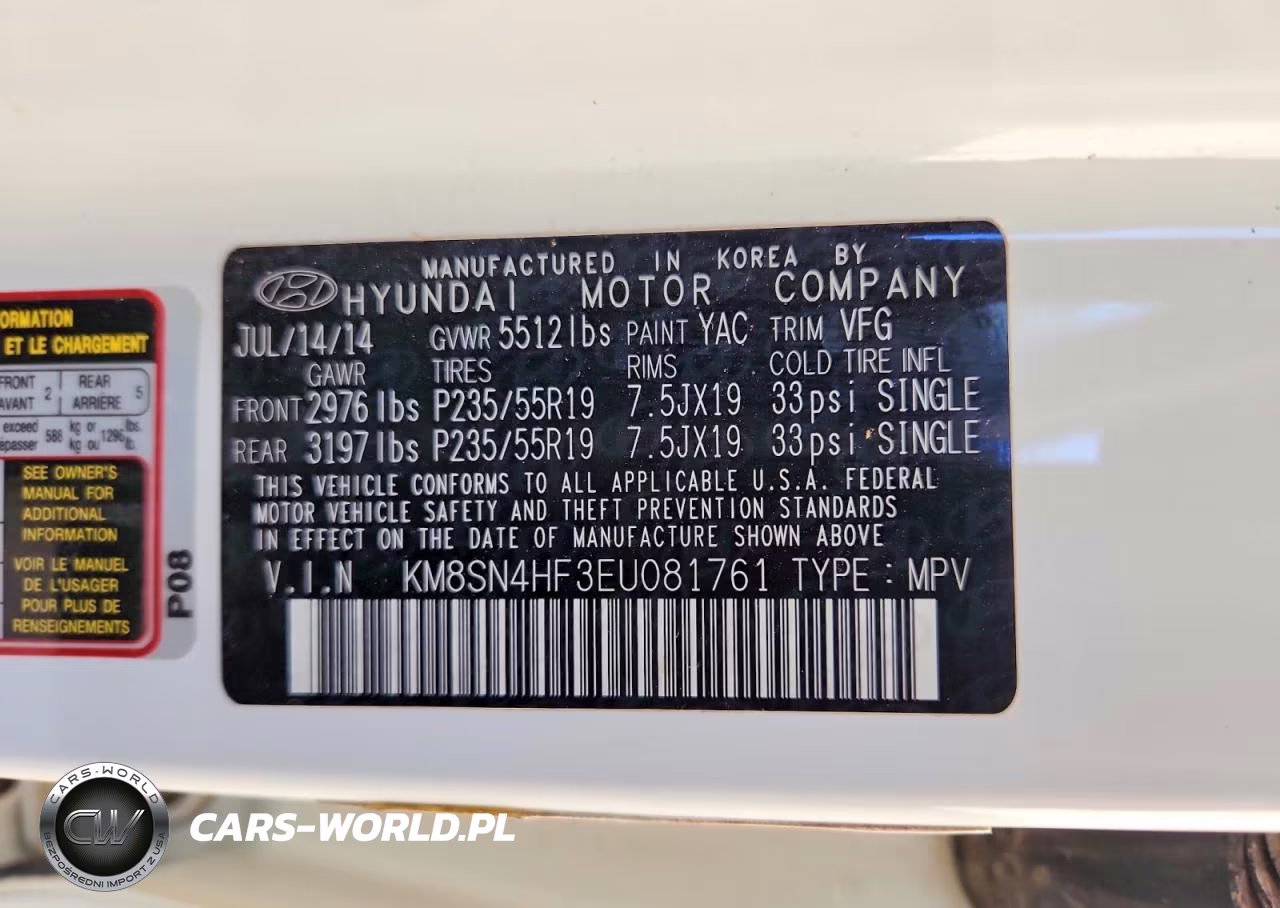 2014 Hyundai Santa Fe Gls VIN:KM8SN4HF3EU081761 - 13