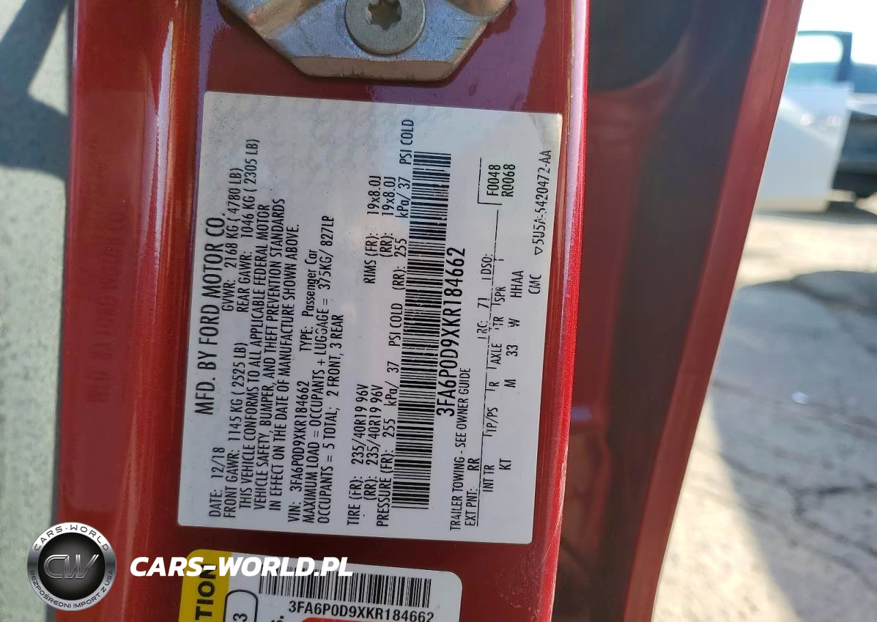 2019 Ford Fusion Titanium VIN:3FA6P0D9XKR184662 - 12