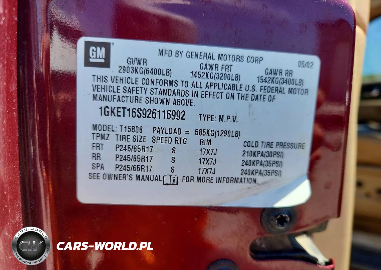 2002 GMC Envoy Xl VIN:1GKET16S926116992 - 14