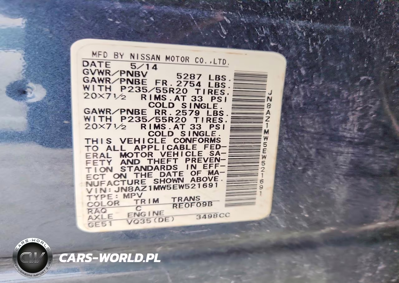 2014 Nissan Murano Le VIN:JN8AZ1MW5EW521691 - 13