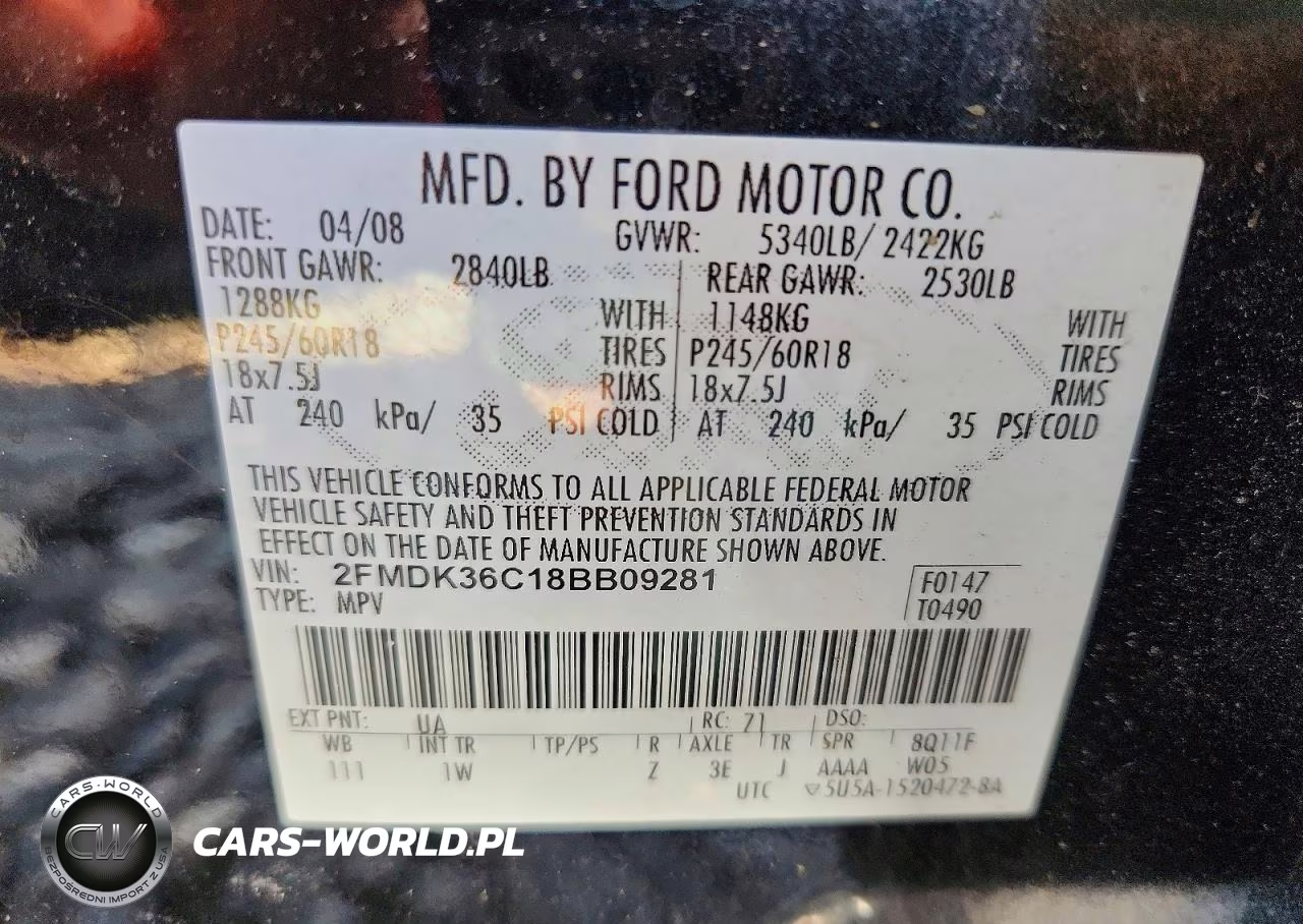 2008 Ford Edge Se VIN:2FMDK36C18BB09281 - 13