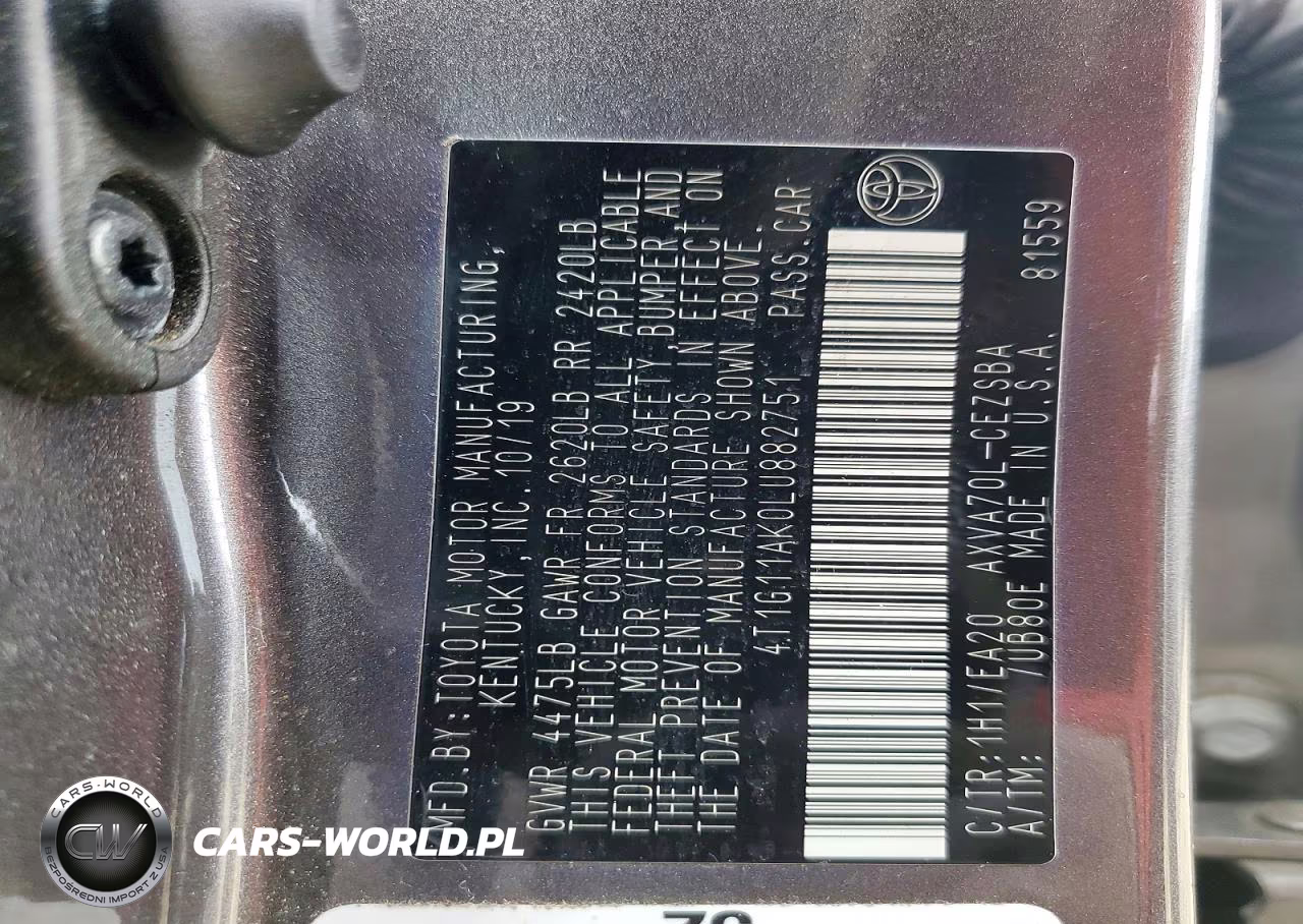 2020 Toyota Camry Se VIN:4T1G11AK0LU882751 - 12