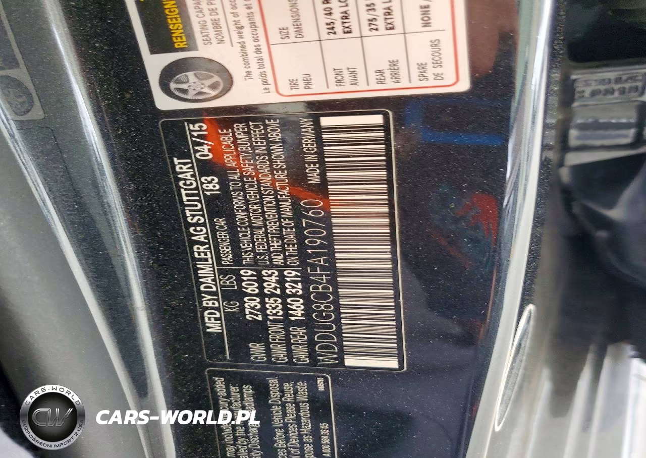 2015 Mercedes-Benz S 550 VIN:WDDUG8CB4FA190760 - 12