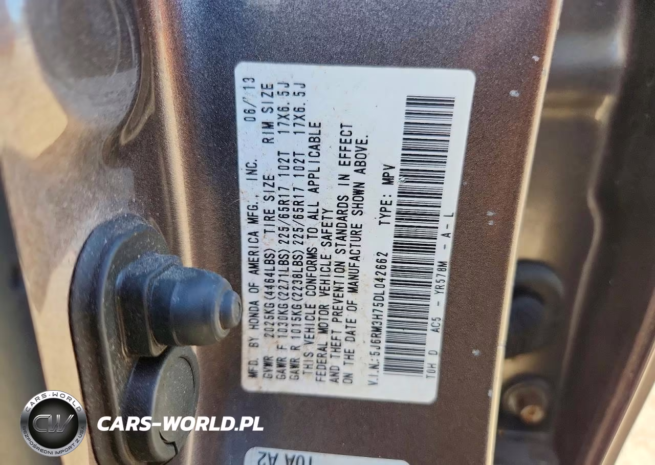 2013 Honda Cr-V Exl VIN:5J6RM3H75DL042662 - 12