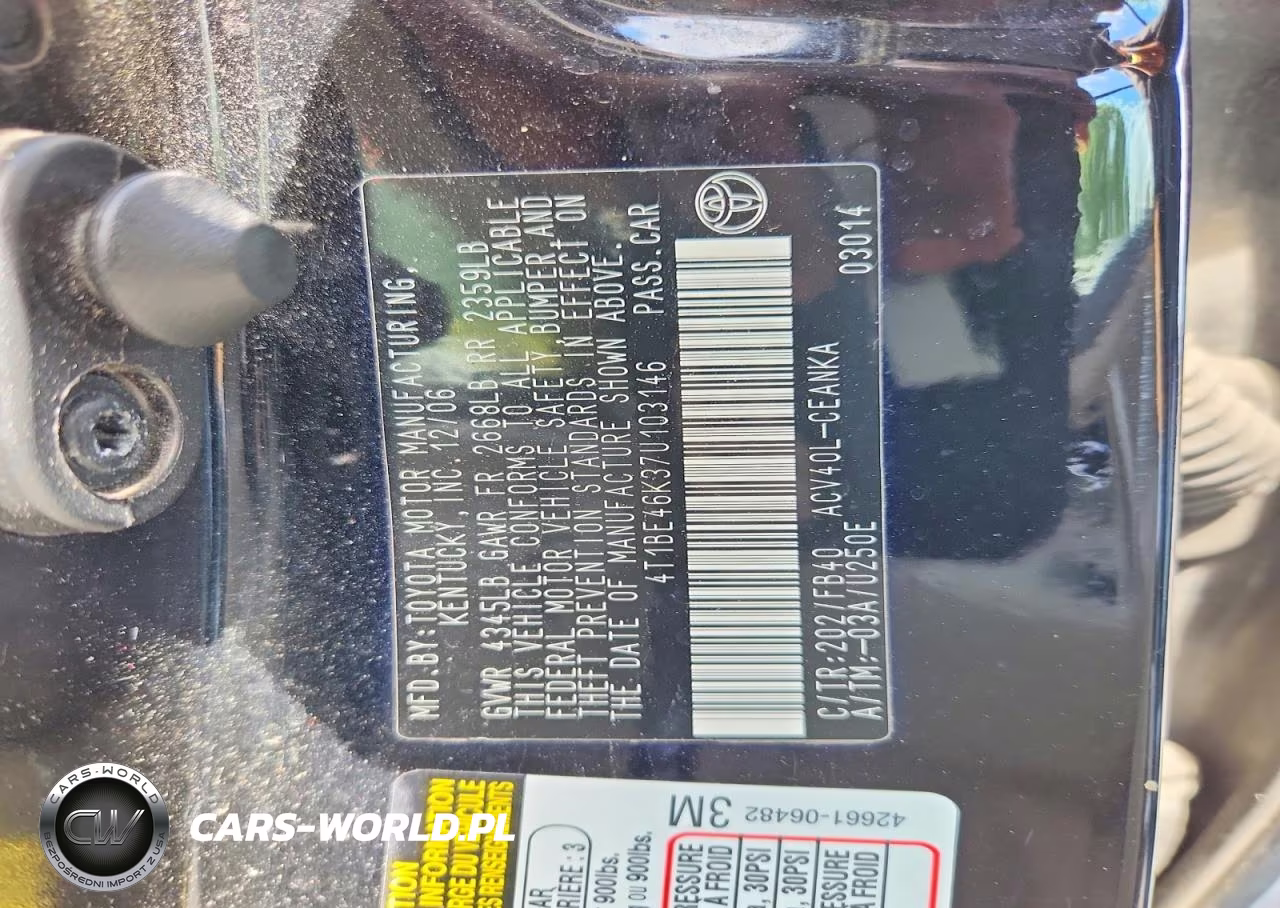 2007 Toyota Camry Ce VIN:4T1BE46K37U103146 - 12