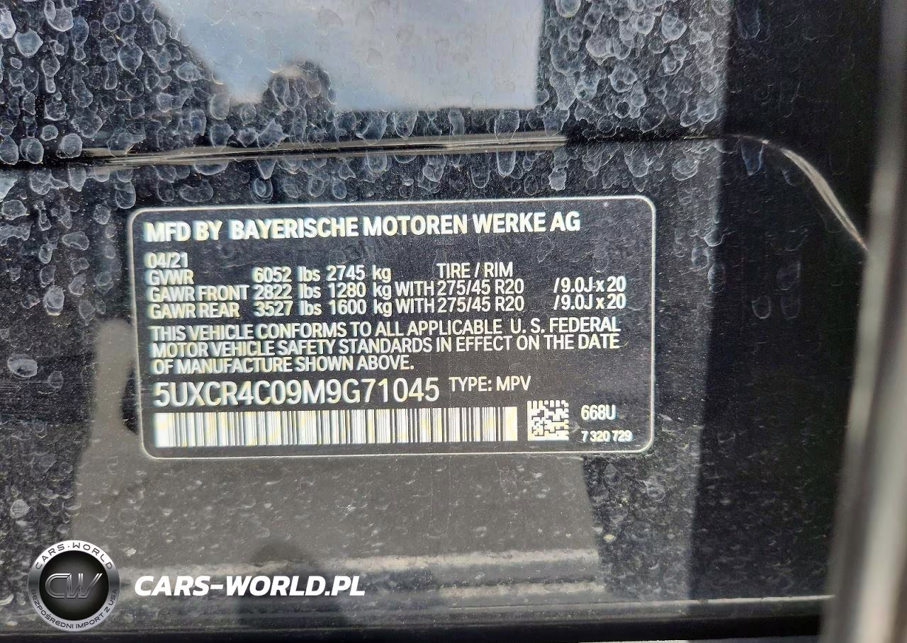 2021 BMW X5 Sdrive 40I VIN:5UXCR4C09M9G71045 - 12
