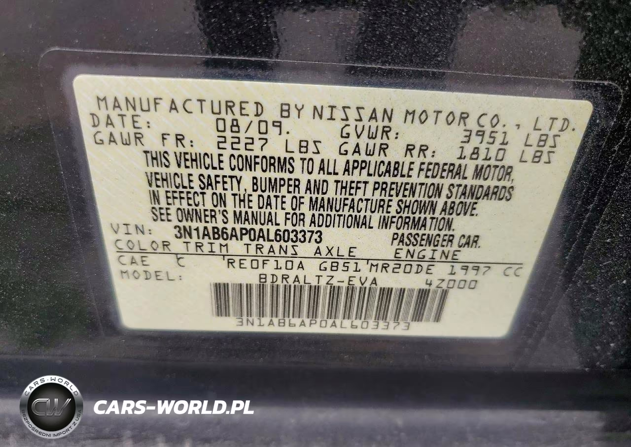 2010 Nissan Sentra 2.0 VIN:3N1AB6AP0AL603373 - 12