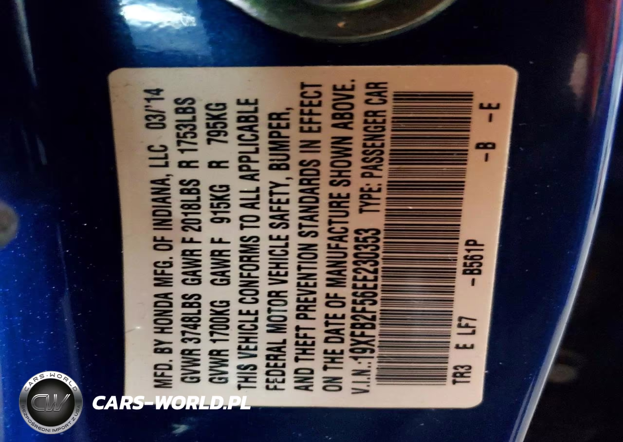 2014 Honda Civic Lx VIN:19XFB2F56EE230353 - 13