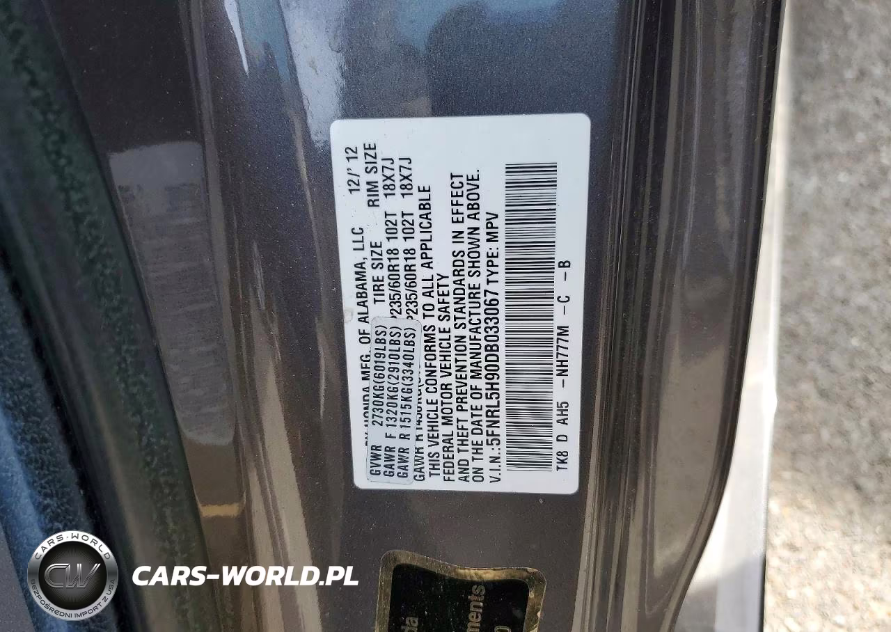2013 Honda Odyssey Touring VIN:5FNRL5H90DB033067 - 13