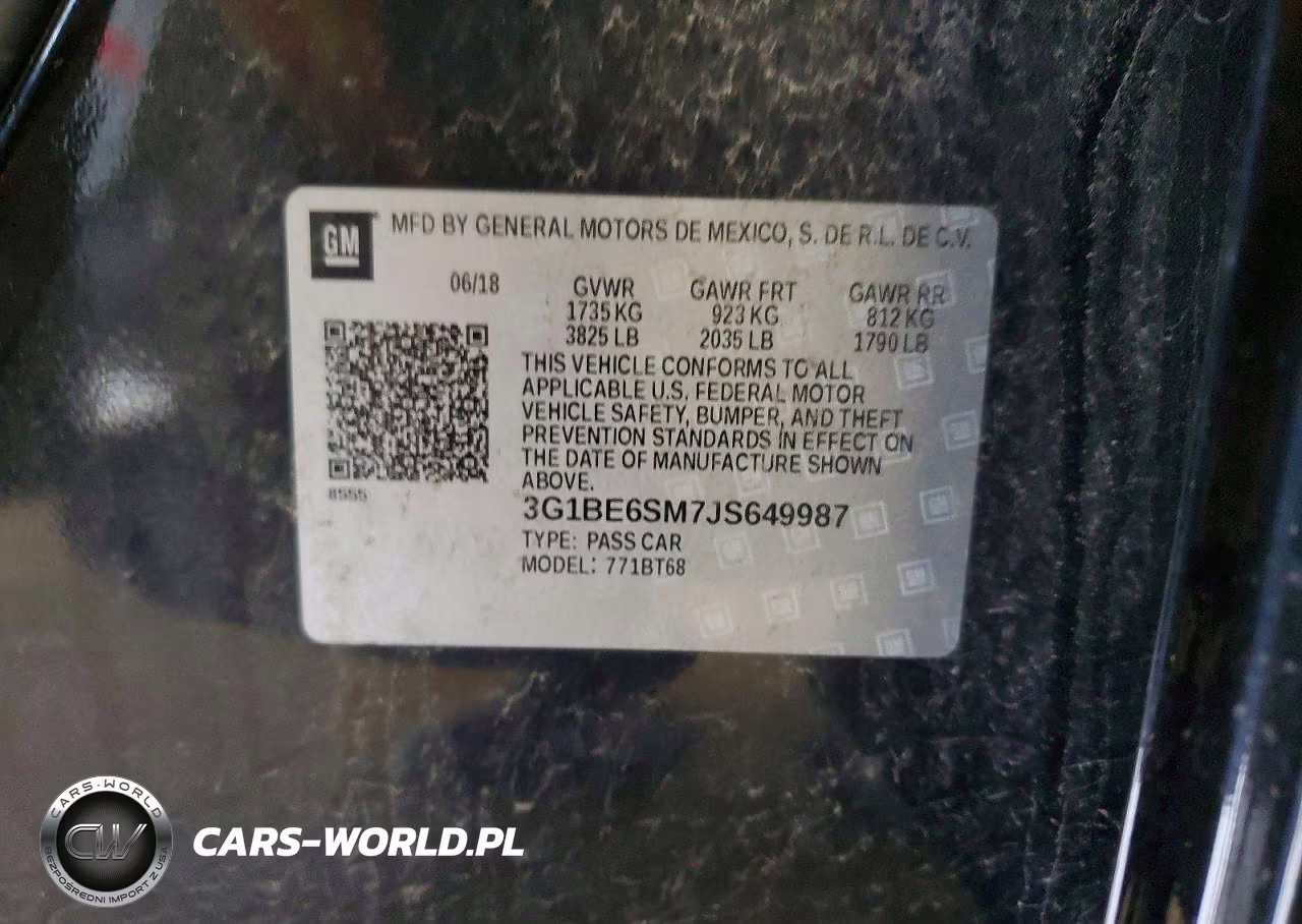 2018 Chevrolet Cruze Lt VIN:3G1BE6SM7JS649987 - 12