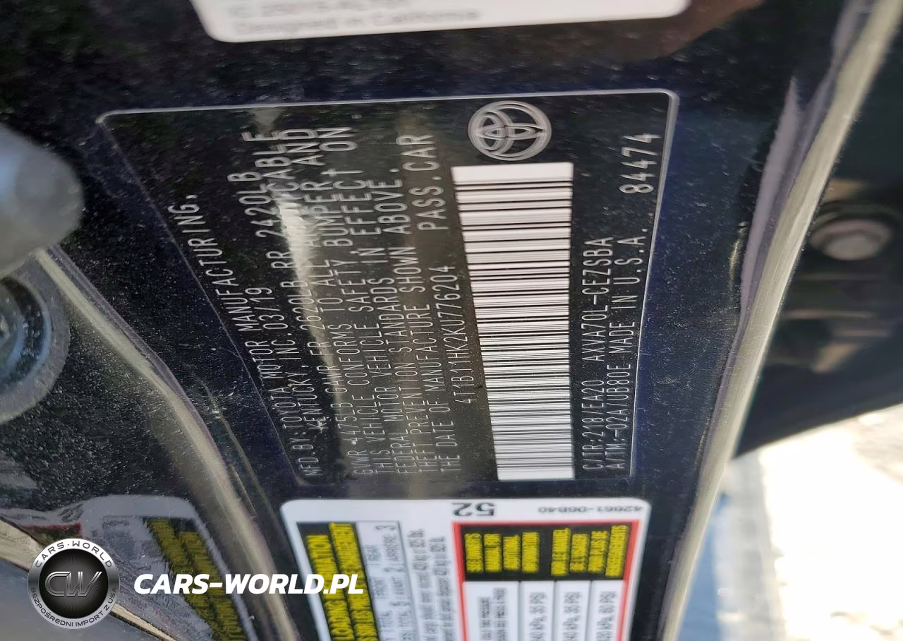 2019 Toyota Camry Se VIN:4T1B11HK2KU776204 - 12